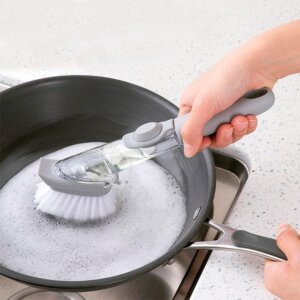 Cepillo multiusos con dispensador de jabón para limpieza de cocina y baño