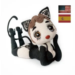 Pin-up Cat Lady doll advanced crochet pattern by Monoxatoys