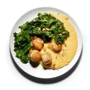 Braised Kale, Sausage & Creamy Polenta