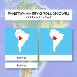 Mapy Państw Ameryki Południowej - karty naukowe 13 szt.