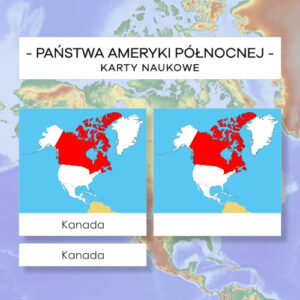 Mapy Państw Ameryki Północnej - karty naukowe 22 szt.