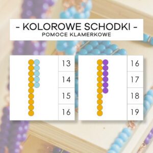Kolorowe schodki liczby 1-20 - pomoce klamerkowe