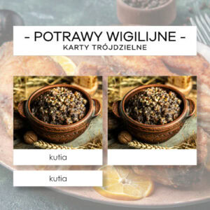 Boże Narodzenie - potrawy wigilijne - karty trójdzielne 12 szt.