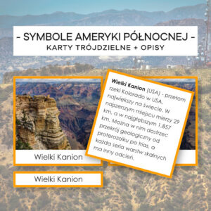 Ameryka Północna - symbole - karty trójdzielne 40 szt. + opisy