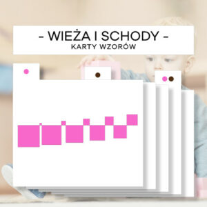 Karty ze wzorami - Różowa wieża i brązowe schody