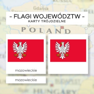 Polska - flagi województw - karty trójdzielne 16 szt.
