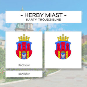 Polska - herby miast - karty trójdzielne 18 szt.