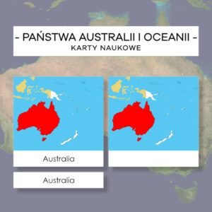 Mapy Państw Australii i Oceanii - karty naukowe 14 szt.
