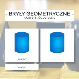 Bryły geometryczne niebieskie - karty trójdzielne 10 szt.