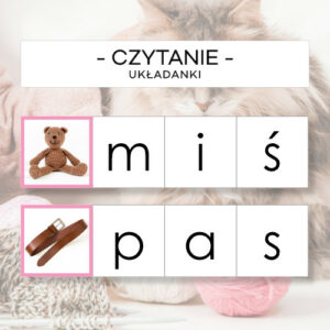 Czytanie - Różowy Materiał - układanki