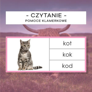 Czytanie - Różowy Materiał - pomoce klamerkowe