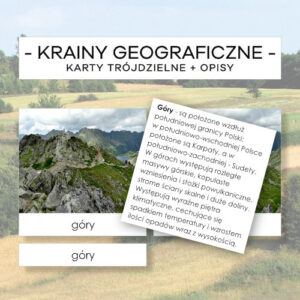 Polska - krainy geograficzne - karty trójdzielne 6 szt. + opisy