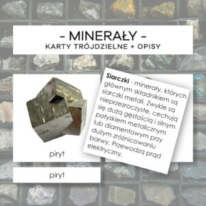 Minerały - karty trójdzielne 48 szt. + opisy