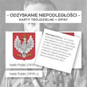 Odzyskanie niepodległości - karty trójdzielne 10 szt. + opisy