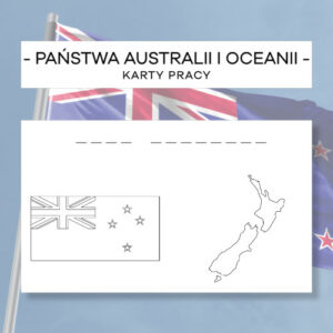 Flagi i Mapy Państw Australii i Oceanii - karty pracy 14 szt.