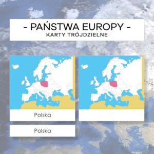 Mapy Państw Europy - karty trójdzielne 45 szt.
