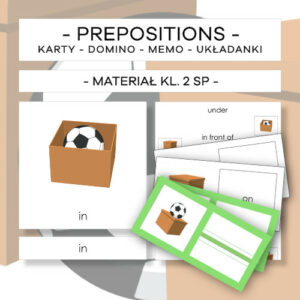 Prepositions - karty, domino, memo, układanki - materiał klasa 2