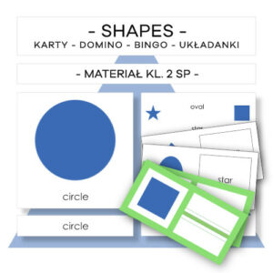 Shapes - karty, domino, bingo, układanki - materiał klasa 2