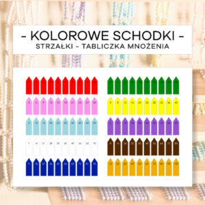 Strzałki do kolorowych schodków - tabliczka mnożenia