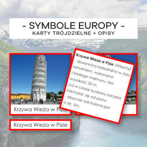 Europa - symbole - karty trójdzielne 40 szt. + opisy
