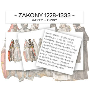 Ubiory - zakony 1228 - 1333 - karty 6 szt. + opisy