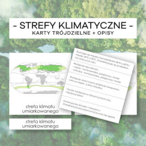 Strefy klimatyczne świata - karty trójdzielne 5 szt. + opisy