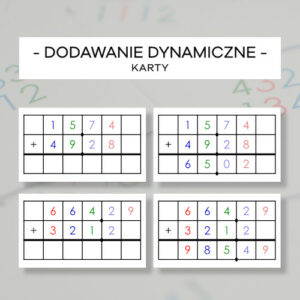 Dodawanie dynamiczne ułamków - karty do gry w znaczki