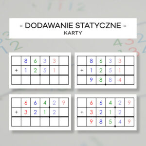 Dodawanie statyczne ułamków - karty do gry w znaczki
