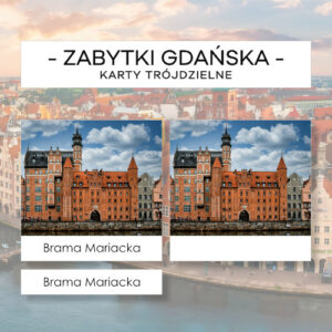Zabytki Gdańska - karty trójdzielne 12 szt.