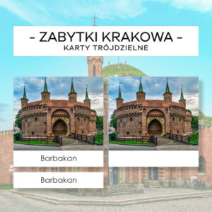 Zabytki Krakowa - karty trójdzielne 12 szt.