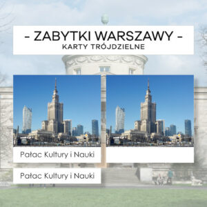 Zabytki Warszawy - karty trójdzielne 12 szt.