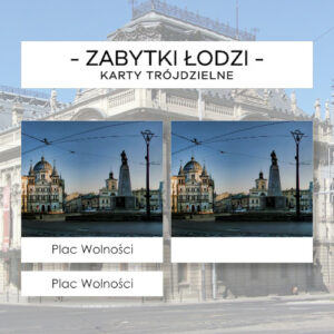 Zabytki Łodzi - karty trójdzielne 12 szt.