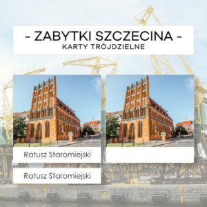 Zabytki Szczecina - karty trójdzielne 12 szt.