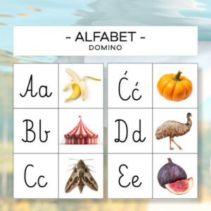 Alfabet – domino 1 - czcionka drukowana i pisana