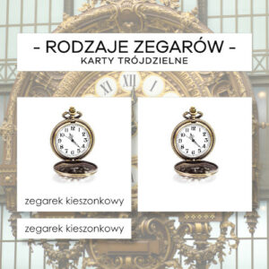 Rodzaje zegarów - karty trójdzielne 18 szt.
