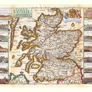 Museumkwaliteit reproductie van de historische landkaart: Schotland (L’Ecosse) uit 1747 door Jacob de la Feuille.