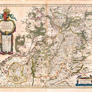Museumkwaliteit reproductie van de historische kaart van het hertogdom Glogau in Silezië uit 1645 door Joan Blaeu