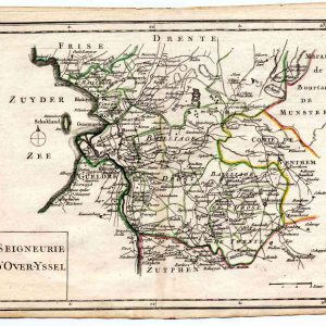 Museumkwaliteit reproductie van de historische landkaart: Seigneurie d'Overyssel uit 1748 door George-Louis Le Rouge.