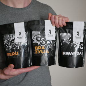 Pakiet degustacyjny świeżo palonych kaw z Rybnika. Peru, Brazylia, Rwanda Robusta. Dedykowany pod espresso.