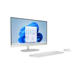 Diseño moderno de computadora de escritorio con monitor, teclado y ratón en color blanco, ideal para oficina y uso doméstico en Guatemala.
