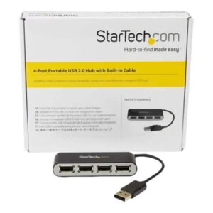 Adaptador USB 2.0 a 4 puertos para conexión de dispositivos en PC y laptops, ideal para ampliar puertos de manera eficiente.