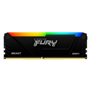 Module de memoria RAM Kingston FURY Beast DDR4 con iluminación RGB para gaming y alto rendimiento en PC. Compatible con las principales placas base y ideal para gamers y entusiastas del rendimiento.