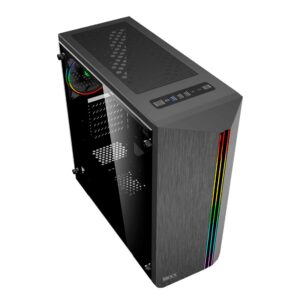 Caja de PC Gamer con diseño moderno y iluminación RGB, ideal para gamers y profesionales en Guatemala.