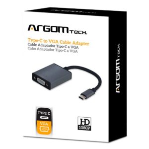 Cable adaptador de Type-C a VGA para conectar dispositivos con puerto USB-C a monitores o proyectores VGA, compatible con resoluciones HD 1080P para presentaciones y entretenimiento.