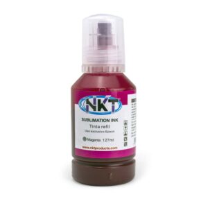 Tinta sublimación en botella para impresoras Epson, color magenta de 127ml, ideal para negocio de impresión personalizada y souvenirs, disponible en PC Market Guatemala.