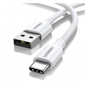 Cable USB tipo C a USB-A para transferencia de datos y carga rápida, compatible con dispositivos electrónicos modernos.