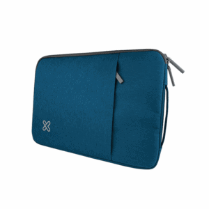 Funda de notas para portátil en color azul con doble compartimento, perfecta para proteger y transportar laptops y accesorios de manera segura y ordenada.