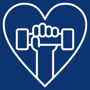 Graphic of a heart with weightlifting inside to represent a healthcheck of your marketing