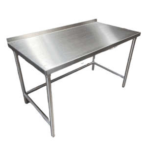 Quality Industries Table, Flat Top,  48" x 30", 3" Backsplash, Stainless Steel - Commercial Kitchen Appliance