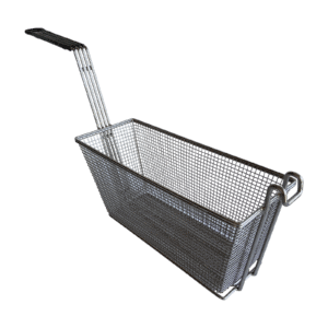 Quality Industries Fry Basket, Stainless Steel, Counter Fryer, Black Handle, 344x140x155 (mm)